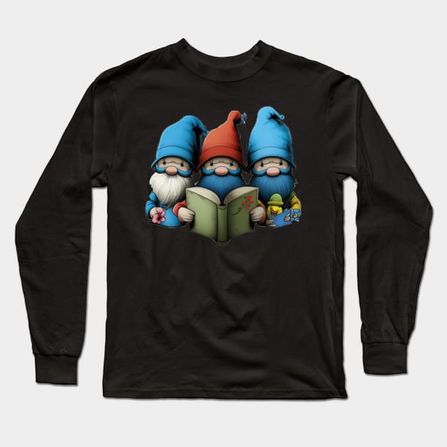 Three smurfs reading books Long Sleeve T-Shirt by NEtmarket3